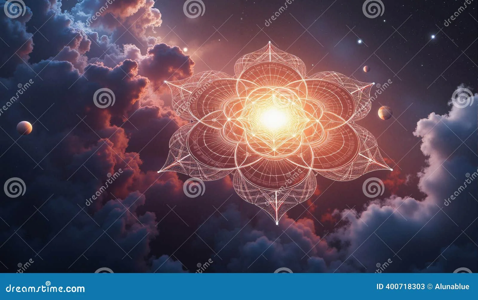 cosmic mandala celestial skies radiant geometric intricate patterns radiates center image casting warm glow 400718303