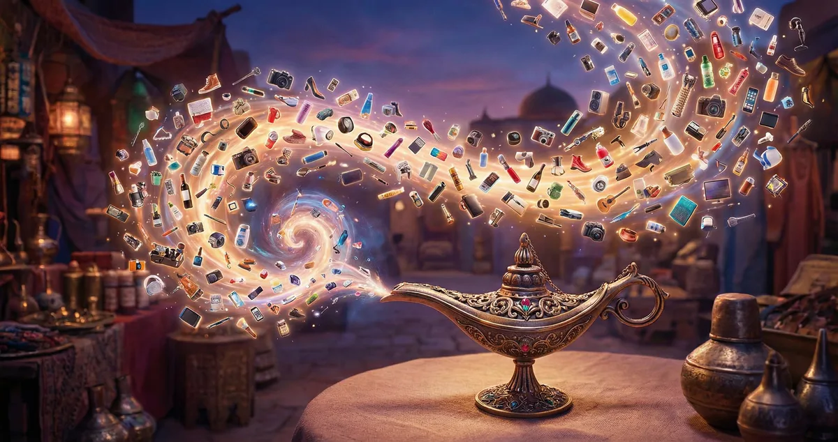 One lamp. Infinite products.