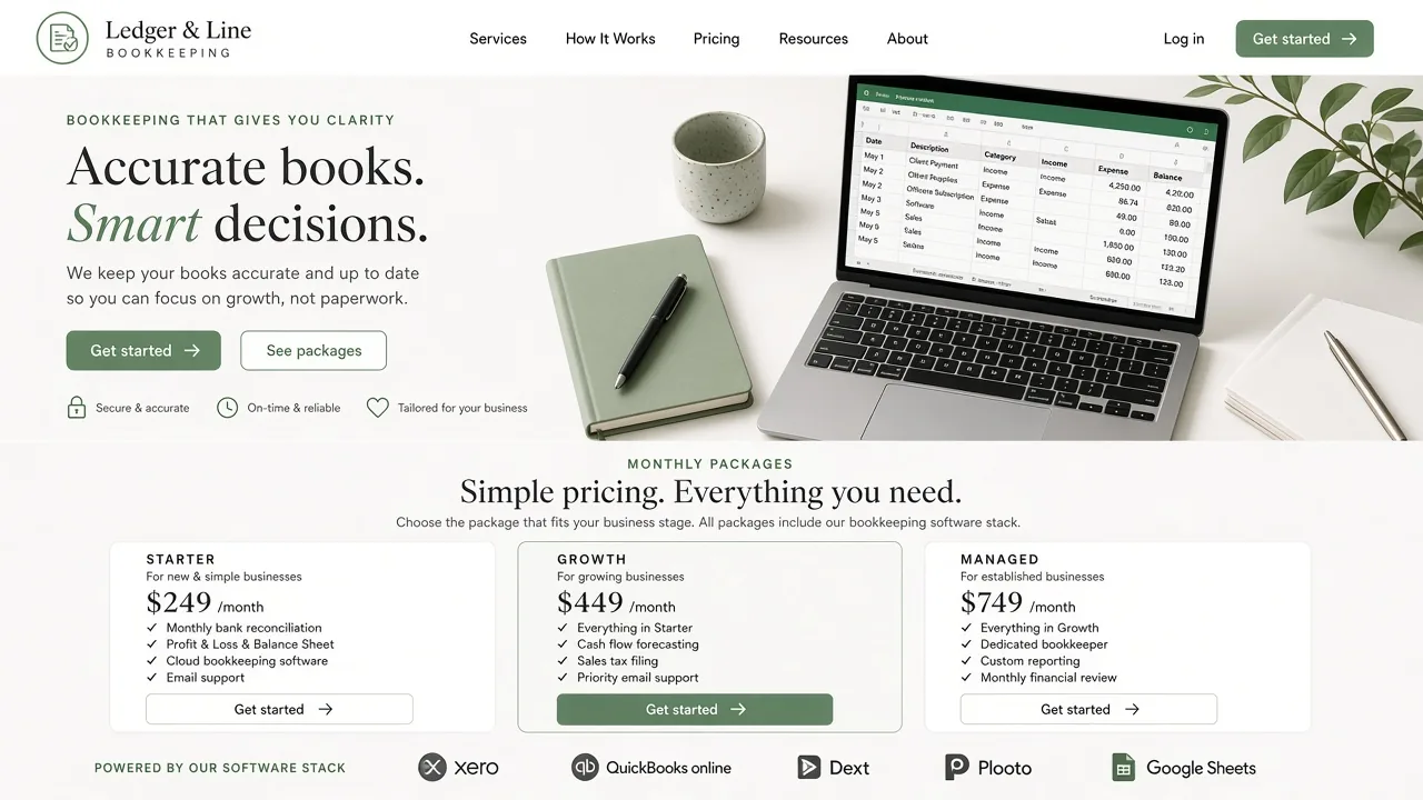 Template mockup bookkeeper
