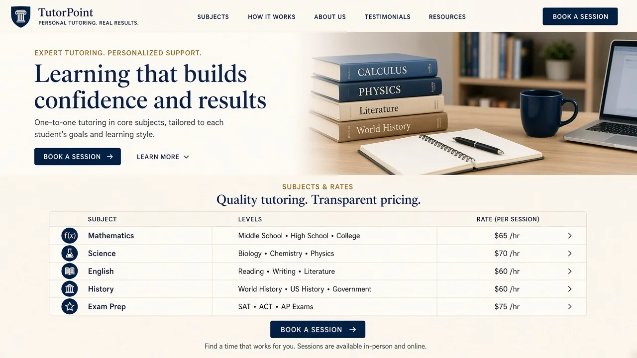Template mockup tutor