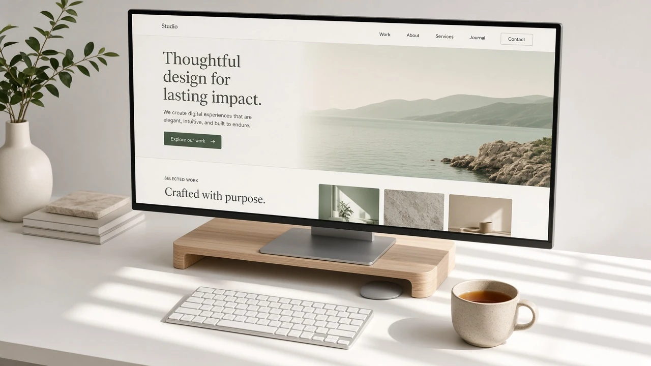 Website craft on an ultrawide monitor.