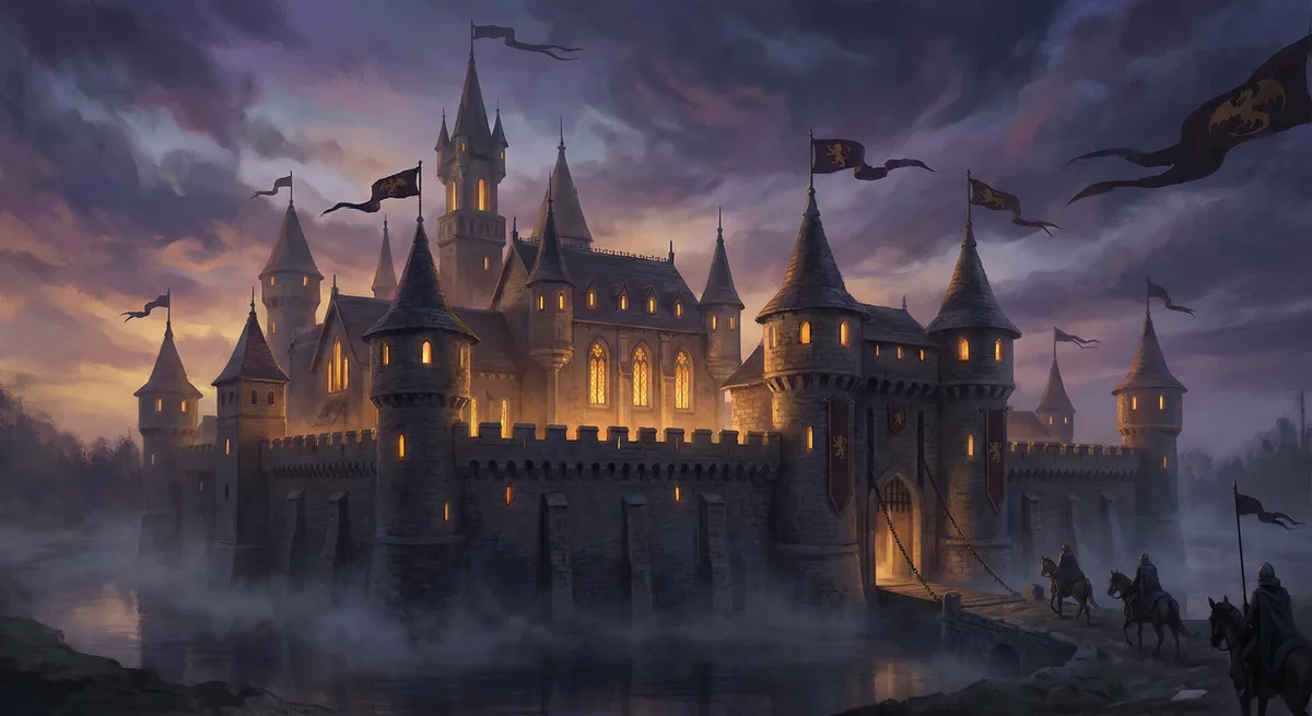 Camelot castle at twilight