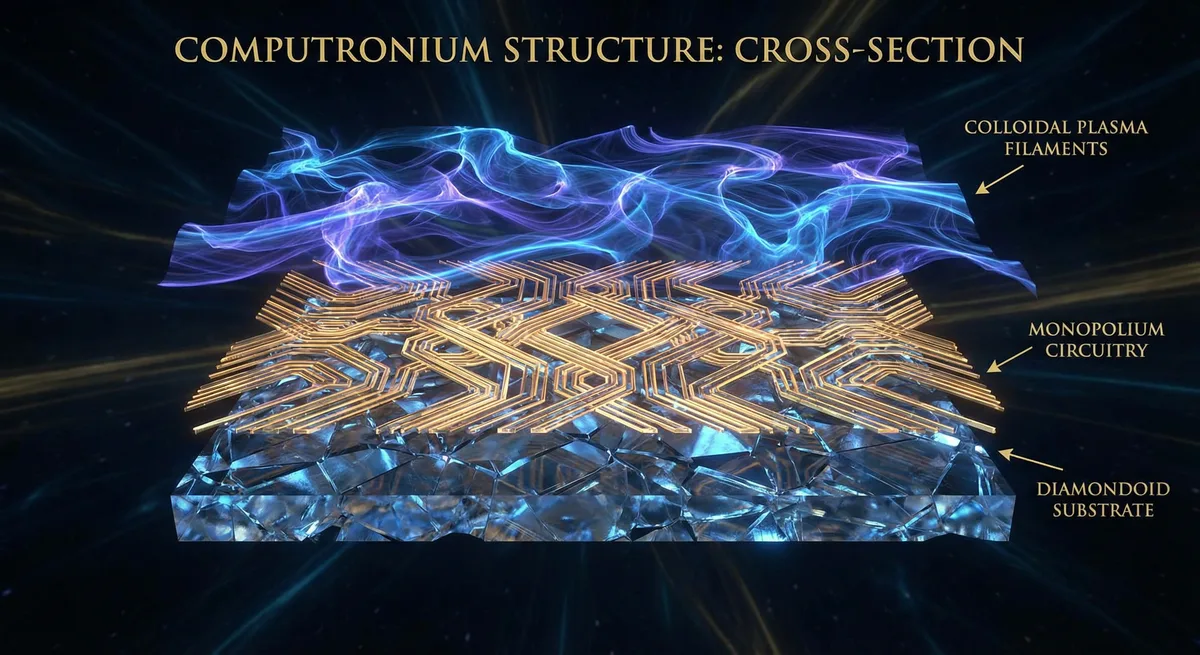 Computronium structure — plasma, monopolium, diamondoid