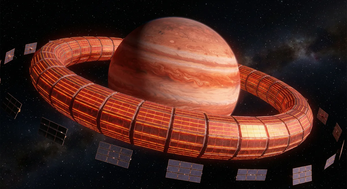 Jupiter Brain with radiating surface and photovoltaic collectors