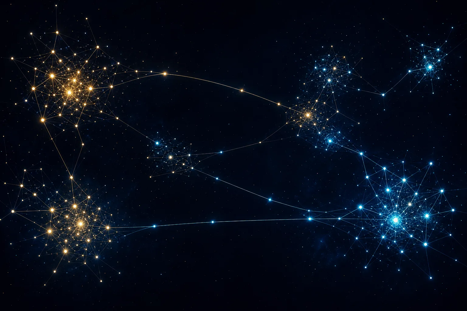 Small-world networks — clusters, bridges, short paths (essay hero art)