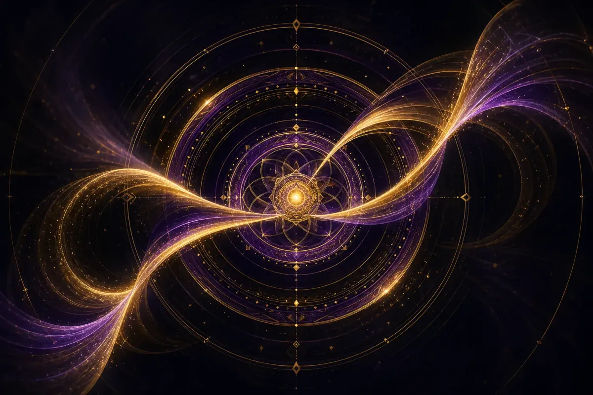 Symmetry & conservation — Noether pairing, conserved quantities under continuous symmetry (essay hero art)