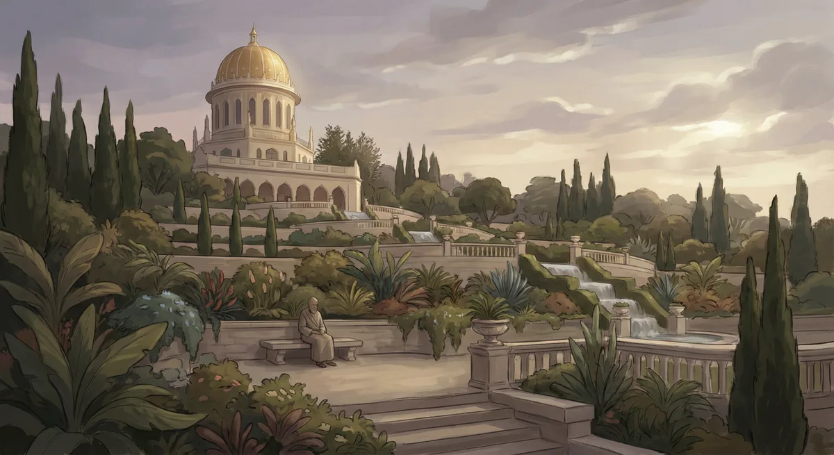 Baha'i gardens or Shrine of the Bab — terraced, serene