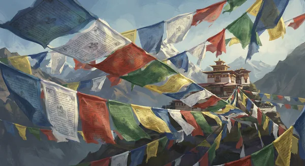 Prayer flags in wind