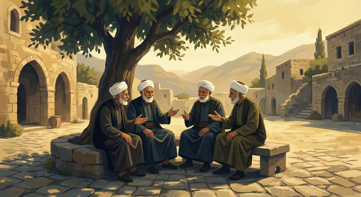 Druze elders in conversation—reverent, community