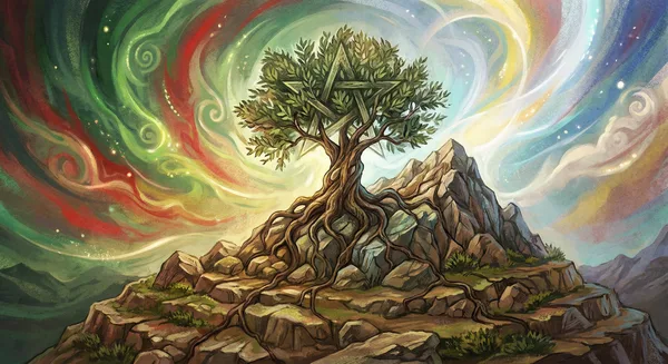 Olive tree or mountain