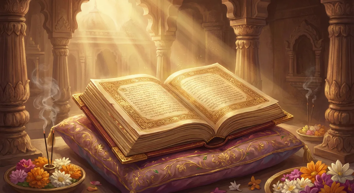 Bhagavad Gita — ornate, reverent