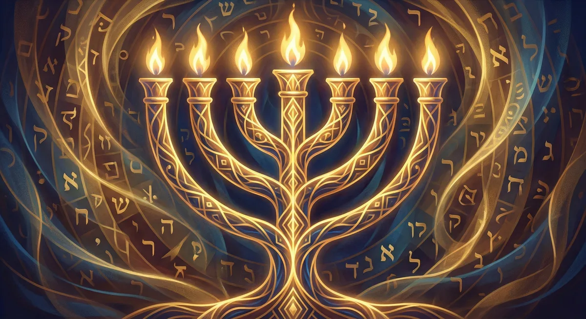 Menorah — seven branches, symbolic of light and covenant