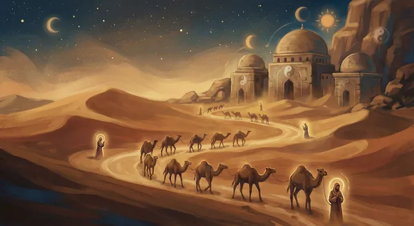 Silk Road landscape — dunes, sky