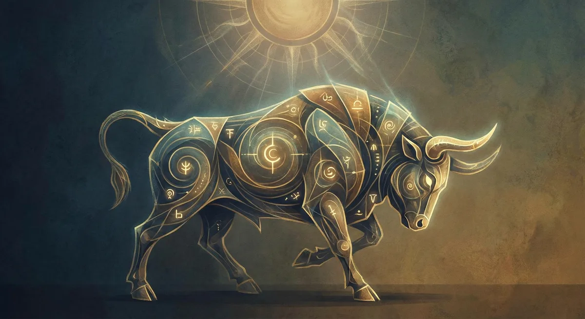 Abstract — bull, knife, reverent symbolism