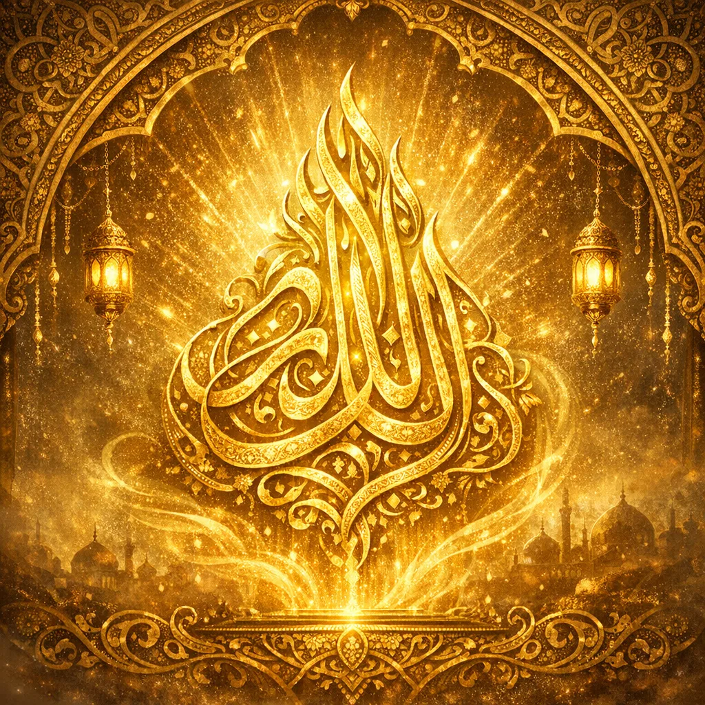 Islamic calligraphy — Allah or Bismillah, reverent