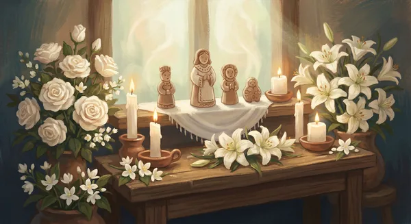 White flowers and candles