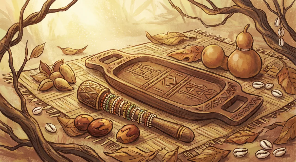 Divination instruments — reverent, wood and natural materials