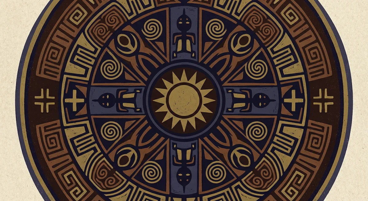 Ifa divination tray or Yoruba motif — geometric, reverent